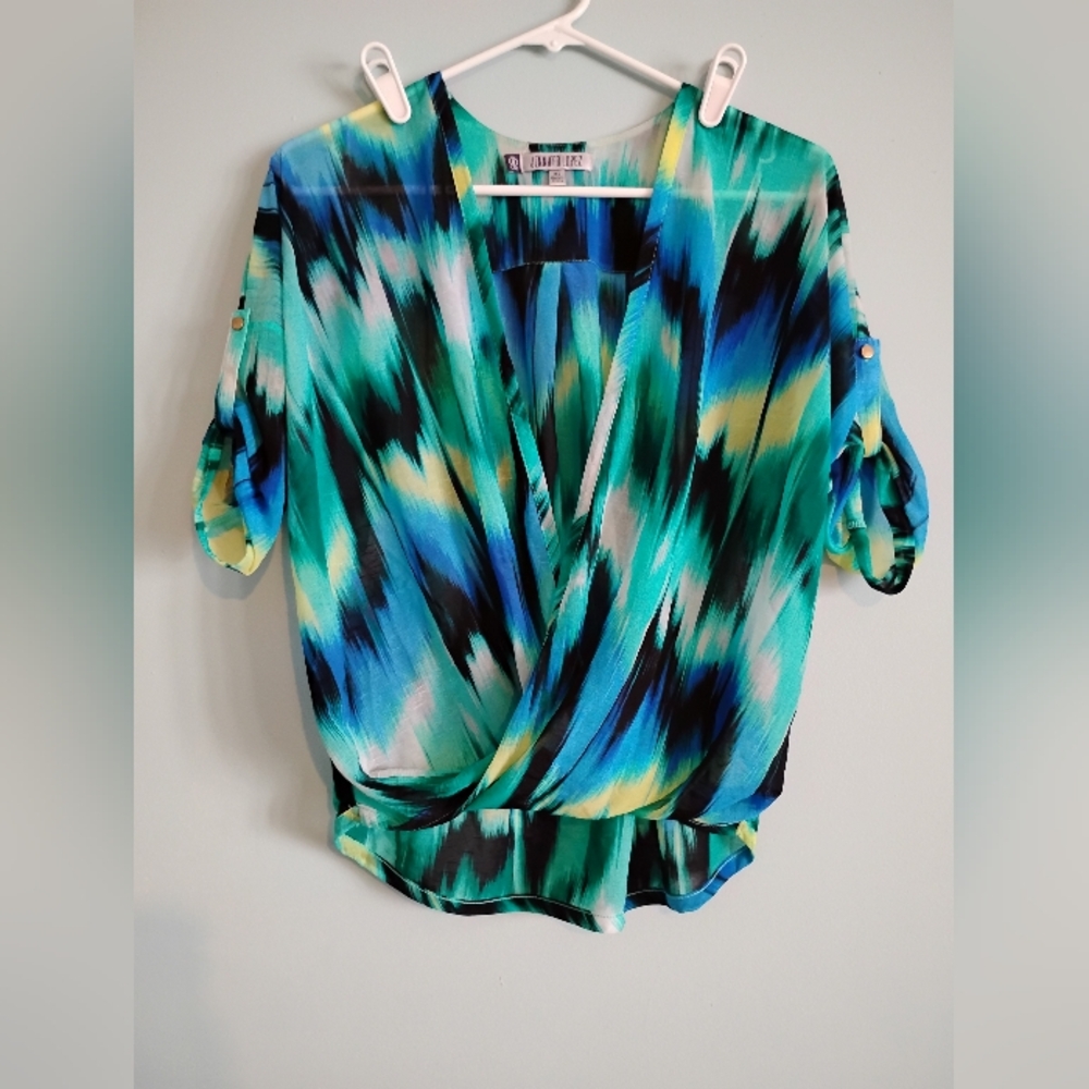 Vibrant Blue and Green Women's Top